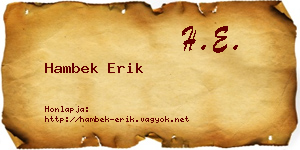 Hambek Erik névjegykártya